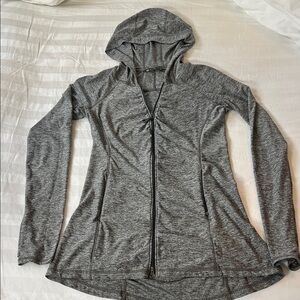Athleta Fitted Gray Zip-Up Hoodie